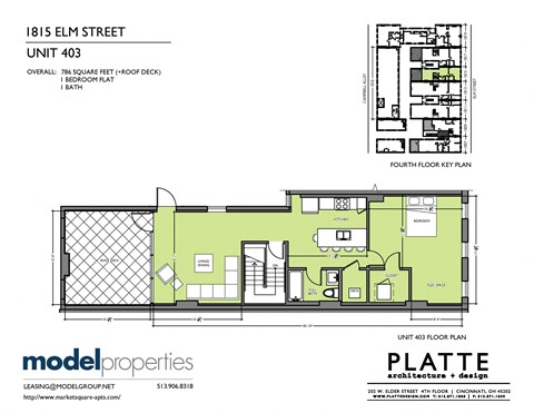 Floor plan for 1 bed, 1 bath, 786 sqft